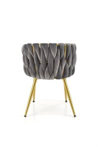 SCAUN DINING K517, GRI/AURIU, CU TAPITERIE DIN CATIFEA SI PICIOARE DIN METAL, STIL MODERN - Img 5