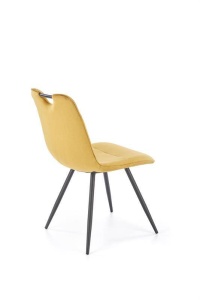 SCAUN DINING K521, GALBEN MUSTAR/NEGRU, CU TAPITERIE DIN CATIFEA SI PICIOARE DIN METAL, STIL MODERN - Img 5