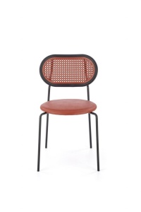 SCAUN DINING K524, BORDO/NEGRU, DIN RATTAN, PIELE ECOLOGICA SI PICIOARE DIN METAL , STIL MODERN - Img 7