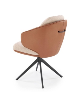 SCAUN DINING PIVOTANT K554, MARO/BEJ/NEGRU, TAPITERIE DIN STOFA SI PIELE ECOLOGICA SI PICIOARE DIN METAL, STIL MODERN - Img 2