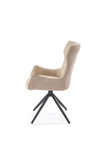 SCAUN DINING PIVOTANT K573, BEJ/NEGRU, TAPITERIE DIN STOFA SI PICIOARE DIN METAL, STIL MODERN - Img 3