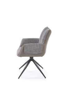 SCAUN DINING PIVOTANT K579, GRI/NEGRU, TAPITERIE DIN STOFA SI PIELE COLOGICA SI PICIOARE DIN METAL, STIL MODERN - Img 3
