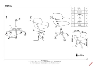 SCAUN PENTRU BIROU MOREL, GRI/CROM, TAPITERIE DIN STOFA SI PICIOARE DIN METAL, STIL MODERN - Img 2