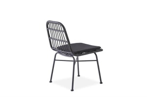 SCAUN TERASA K401, GRI/NEGRU, TAPITERIE DIN RATAN, STOFA SI PICIOARE DIN METAL, STIL MODERN - Img 5