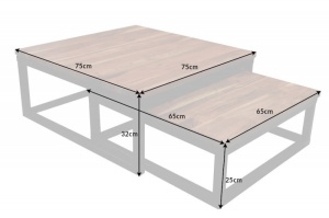 SET 2 MASUTE DE CAFEA, ELEMENTS, DIN LEMN SALCAM SI SUPORT METAL, COD 39578, ASPECT INDUSTRIAL - Img 6