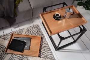 SET 2 MASUTE DE CAFEA, ELEMENTS DIN METAL SI BLAT DIN FURNIR LEMN FAG, COD 39718 - Img 4