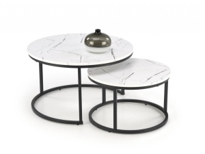 SET 2 MASUTE DE CAFEA JAVA, EFECT DE MARMURA ALBA/NEGRU, DIN MARMURA SI METAL, STIL MODERN, HALMAR - Img 1