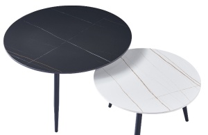 SET 2 MASUTE DE CAFEA KORA A, EFECT DE MARMURA NEGRU-ALB/NEGRU MAT, DIN CERAMICA SI METAL, STIL MODERN, SIGNAL - Img 7