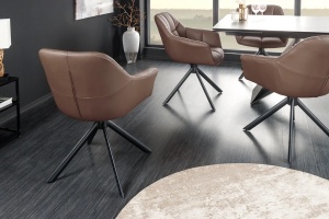 SET 2 SCAUNE ROTATIVE, PAPILLON, 180 GRADE, DIN PIELE SI SUPORT METAL, MARO, ARTIM GROUP SELECTION - Img 3