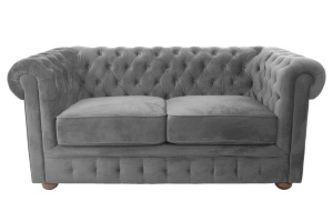 SOFA CHESTERFIELD 164CM GRI DESCHIS DIN STOFA DE LUX DESIGN DEOSEBIT - Img 1