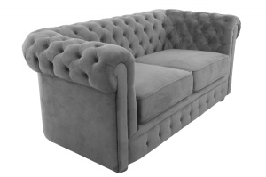 SOFA CHESTERFIELD 164CM GRI DESCHIS DIN STOFA DE LUX DESIGN DEOSEBIT - Img 2
