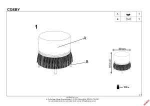 TABURET COSBY, ALBASTRU DESCHIS/AURIU, TAPITERIE DIN CATIFEA SI PICIOR DIN METAL, STIL MODERN - Img 2