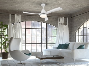 VENTILATOR ASPAS, CU TELECOMANDA, 45/55 CM, ALB/OPAL, DIN METAL, LEMN SI STICLA, STIL MODERN - Img 4