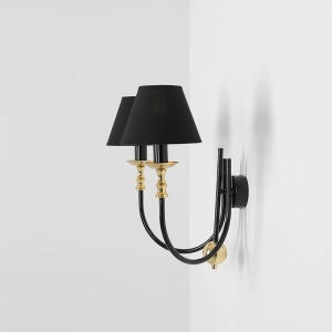 APLICA ROMA, 2 BRATE, 42 CM, NEGRU/AURIU, DIN METAL, STIL MODERN - Img 2