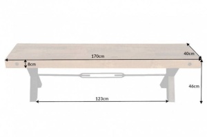 BANCA, THOR 170CM, COD 40453, DIN LEMN MASIV DE PIN, DESIGN INDUSTRIAL - Img 7