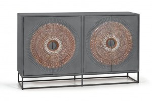 BUFET TRISTAN 150CM, GRI/MARO, DIN LEMN DE MANGO SI METAL, GINER Y COLOMER - Img 4