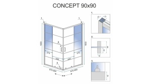 CABINA DE DUS REA CONCEPT, CULISANTA, 90x90 CM, NEGRU, DIN STICLA, CALITATE SUPERIOARA - Img 5