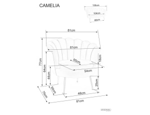 CANAPEA CAMELLIA 2, NEGRU BLUVEL 19/AURIU, TAPITERIE DIN CATIFEA SI PICIOARE DIN METAL - Img 2