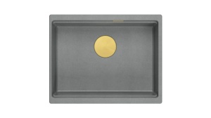 CHIUVETA BUCATARIE REA LOGAN 100, CU DOP, GRI METALIC/AURIU, DIN GRANIT, CALITATE SUPERIOARA - Img 2