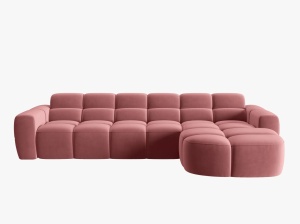 COLTAR LISA, DREAPTA, 5 LOCURI, 310 CM, ROZ, TAPITERIE DIN CATIFEA, DESIGN DEOSEBIT - Img 2