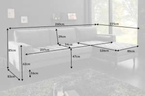 COLTAR SUPER CONFORTABIL 260CM, VELVET II, DIN LEMN SI CATIFEA GRI, ARTIM GROUP SELECTION - Img 8