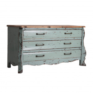 COMODA CU SERATRE , JATH REF. 28121, ALBASTRU/ NATURAL, STIL VINTAGE, DIN LEMN MASIV DE ULM, VIC - Img 2