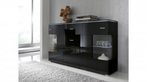 COMODA NEAGRA CU LED SI TELECOMANDA KIEL - DESIGN MODERN - Img 1