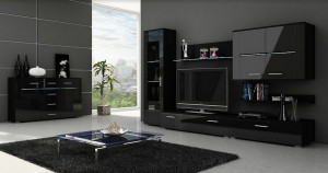COMODA NEAGRA CU LED SI TELECOMANDA STUTTGART - DESIGN MODERN - Img 2