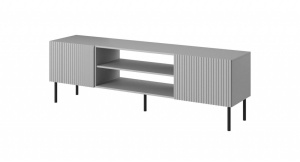 COMODA TV ASENSIO RTV-1, 100X110 CM, GRI DESCHIS/NEGRU, MDF LAMINAT, PAL SI METAL, STIL MODERN - Img 3