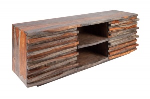 COMODA TV, RELIEF 150CM, DIN LEMN SHEESHAM, DESIGN RETRO - Img 6