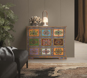 DULAP LIVING BERRY 70CM, MULTICOLOR, LEMN DE MANGO SI MDF, GINER Y COLOMER - Img 1