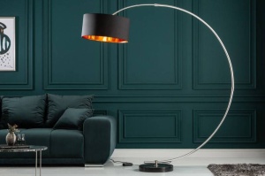 LAMPADAR PYTHON 190CM DIN METAL SI TEXTIL, NEGRU/AURIU, COD 5758 - Img 2
