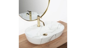 LAVOAR REA AURA, MARMO SHINY, 61 CM, EFECT DE MARMURA ALBA, DIN CERAMICA, CALITATE SUPERIOARA - Img 2