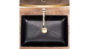 LAVOAR REA INGA, EFECT DE MARMURA NEAGRA MATA, 51 CM, DIN CERAMICA, CALITATE SUPERIOARA - Img 2