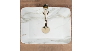 LAVOAR REA KELLY MINI, AIAX SHINY, EFECT DE MARMURA ALBA, 40 CM, DIN CERAMICA, CALITATE SUPERIOARA - Img 3