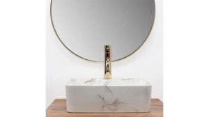 LAVOAR REA KELLY MINI, AIAX SHINY, EFECT DE MARMURA ALBA, 40 CM, DIN CERAMICA, CALITATE SUPERIOARA - Img 5