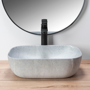 LAVOAR REA LIVIA, EFECT DE PIATRA GRI MAT, 46,5 CM, DIN CERAMICA, CALITATE SUPERIOARA - Img 3
