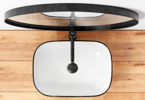 LAVOAR REA MARBEL, ALB/NEGRU, 46,5 CM, DIN CERAMICA, CALITATE SUPERIOARA - Img 3
