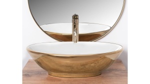 LAVOAR REA PAMELA, 53 CM, ALB/AURIU, DIN CERAMICA, CALITATE SUPERIOARA - Img 3