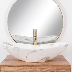 LAVOAR REA ROYAL, LAVA, 60,5 CM, EFECT DE MARMURA ALBA, DIN CERAMICA, CALITATE SUPERIOARA - Img 3