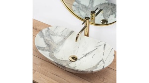 LAVOAR REA ROYAL, SAND, 62,5 CM, EFECT DE MARMURA ALBA, DIN CERAMICA, CALITATE SUPERIOARA - Img 3