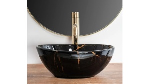 LAVOAR REA SOFIA MINI, EFECT DE MARMURA NEAGRA, 35 CM, DIN CERAMICA, CALITATE SUPERIOARA - Img 2