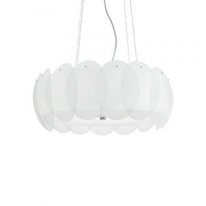 LUSTRA OVALINO SP8, ALB, DIN STICLA, STIL MODERN - Img 1