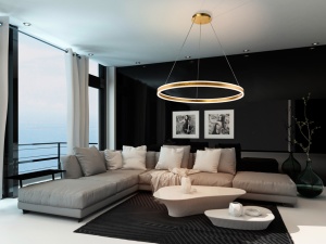 LUSTRA/PLAFONIERA HELIA, 100 CM, AURIU/OPAL, DIN METAL, ALUMINIU SI ACRIL, STIL MODERN - Img 2