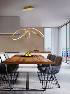 LUSTRA/PLAFONIERA LIA, 85 CM, AURIU/OPAL, DIN OTEL, ALUMINIU SI SILICON, STIL MODERN - Img 2