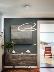 LUSTRA/PLAFONIERA LOOPING, 60 CM, ALB MAT/OPAL, DIN METAL, ALUMINIU SI SILICON, STIL MODERN - Img 1