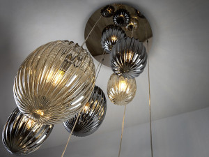 LUSTRA/PLAFONIERA OVILA, CU TELECOMANDA, 150/350 CM, CROM/CONIAC/FUMURIU, DIN STICLA SI METAL, STIL MODERN - Img 3