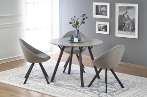 MASA DINING BALROG, GRI DESCHIS/NEGRU, 100 CM, BLAT DIN MDF LACUIT SI PICIOARE DIN METAL, STIL MODERN - Img 2