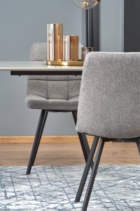 MASA DINING BALROG, GRI DESCHIS/NEGRU, 140/80 CM, BLAT DIN MDF LACUIT SI PICIOARE DIN METAL, STIL MODERN - Img 5
