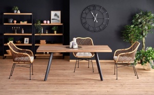 MASA DINING EXTENSIBILA BERLIN, NUC/NEGRU, 160/220 CM, BLAT DIN MDF SI PICIOARE DIN METAL, STIL VINTAGE - Img 1